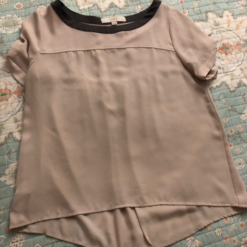 Loft blush pink and gray blouse